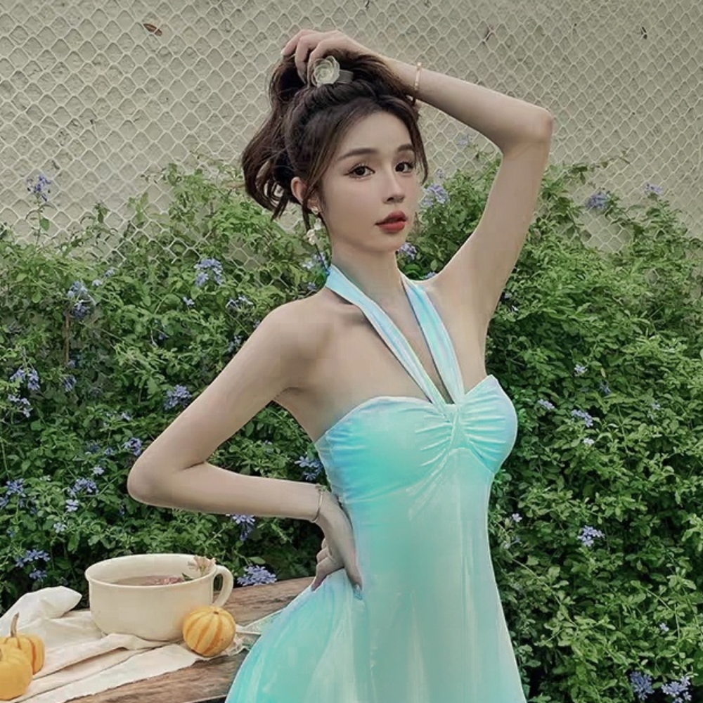 💮3/$45💮 Mint Blue Halter Swim Dress